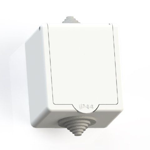 IP44 Розетка брызгозащищенная открытой установки с заземляющим контактом одноместная(16А) РА16-660, белая