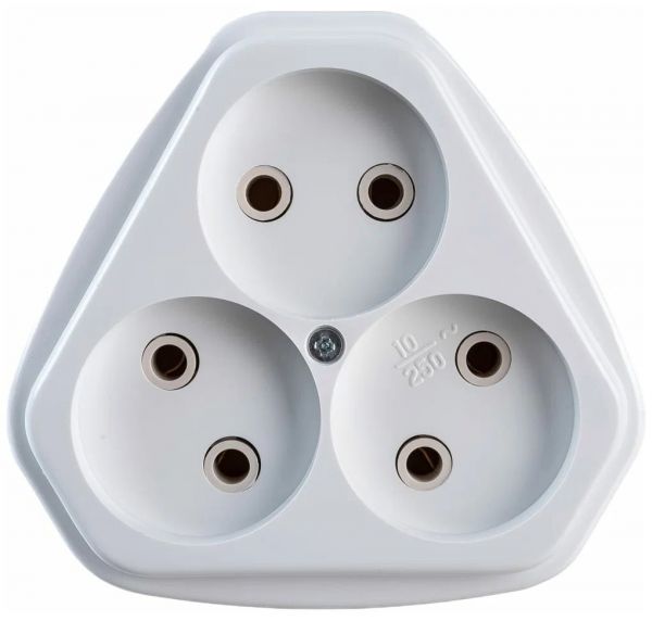 Розетка трехместная скрытой установки  (ток 10А) РС10-394, белая