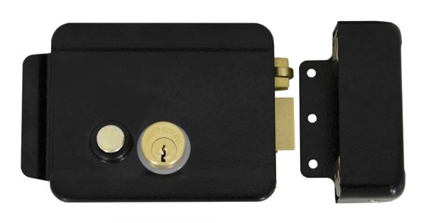 Замок электромеханический AT-EL101B с кнопкой универсальный НЗ личинка и 5 ключей в комплекте черный