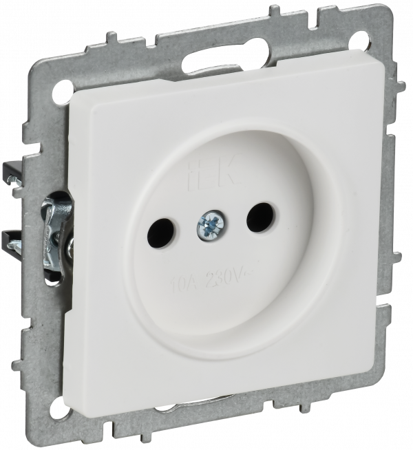 BRITE Розетка 1-местная без заземления без защитных шторок 10А РС10-1-0-БрАБ арктический белый IEK