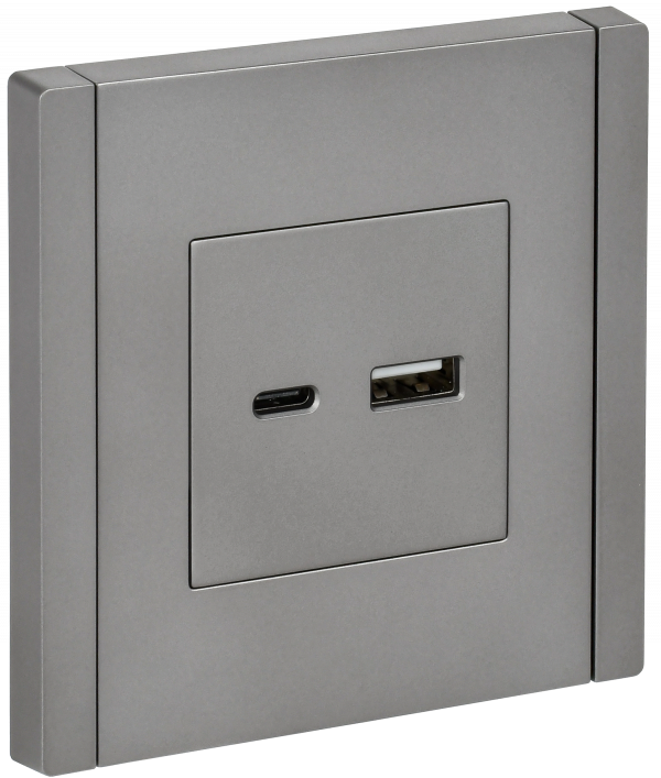 FORTE&PIANO Розетка USB A+C 18Вт FP551 сталь IEK