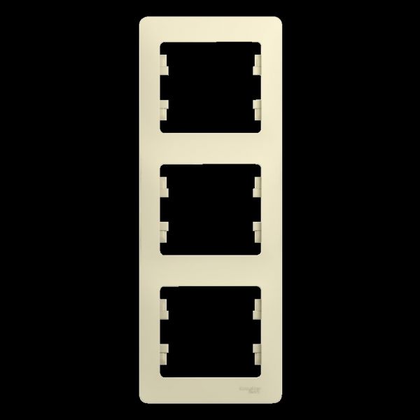 GLOSSA Рамка 3 поста вертикальная бежевая