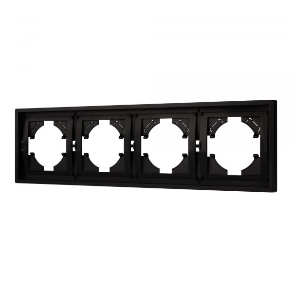 Рамка пластиковая FRM-TENDO-PL-4-BK, Чёрный, 4 поста