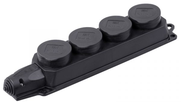 Розетка каучук четырехместная с защитными крышками IP44 ОМЕГА