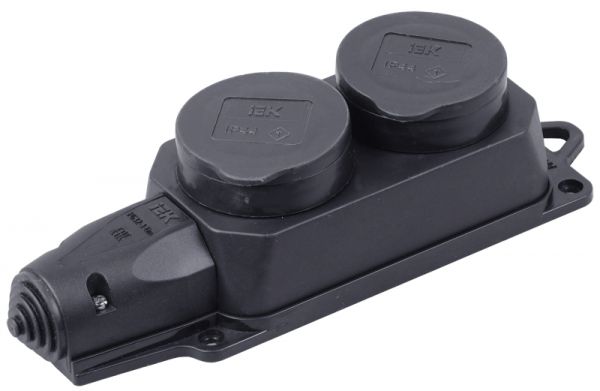 Розетка каучук двойная с защитными крышками IP44 ОМЕГА