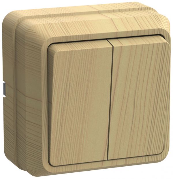 OKTAVA Выключатель 2-клавишный для открытой установки 10А ВС20-2-0-ОС сосна GENERICA