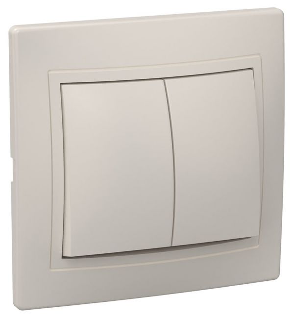 KVARTA Выключатель 2-клавишный 10А ВС10-2-0-ККм кремовый GENERICA
