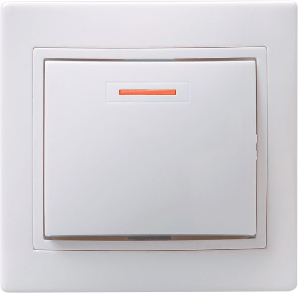 KVARTA Выключатель 1-клавишный с индикацией 10А ВС10-1-1-КБ белый GENERICA