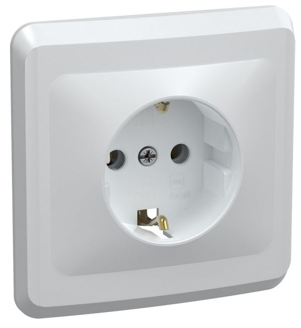 VEGA Розетка 1-местная с заземлением без защитных шторок 16А РС10-3-ВБ белый GENERICA