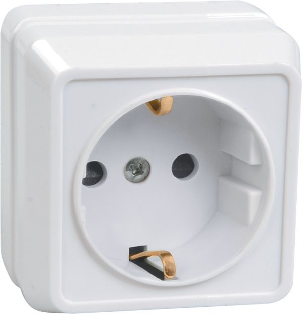 OKTAVA Розетка 1-местная с заземлением для открытой установки 16А РС20-3-ОБ белый GENERICA