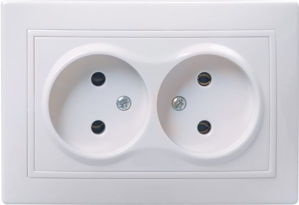 KVARTA Розетка 2-местная без заземления без защитных шторок 10А РС12-2-КБ белый GENERICA
