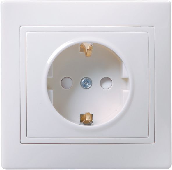 KVARTA Розетка 1-местная с заземлением с защитными шторками 16А РСш10-3-КБ белый GENERICA