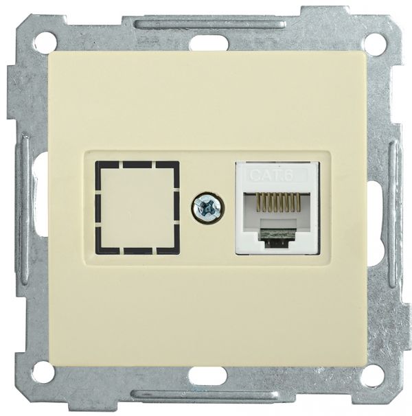 РK10-1-Б Розетка компьютерная RJ45 Cat5e BOLERO кремовый