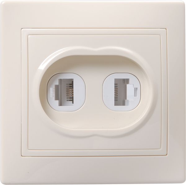 KVARTA Розетка 2-местная RJ11+RJ45 кат.5е РК/Т12-ККм кремовый GENERICA