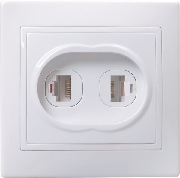 KVARTA Розетка 2-местная RJ11+RJ45 кат.5е РК/Т12-КБ белый GENERICA