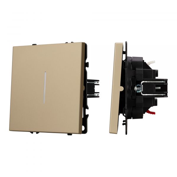 Механизм выключателя одноклавишный непроходной LED SWT-NOBE-MK01-SFPL-L-GD 230V, 10A, Золото светлое, 1 пост
