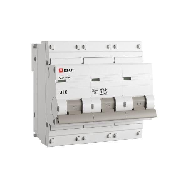 Выключатель автоматический 3Р 10А (D) 10кА ВА 47-100М без теплового расцепителя PROxima