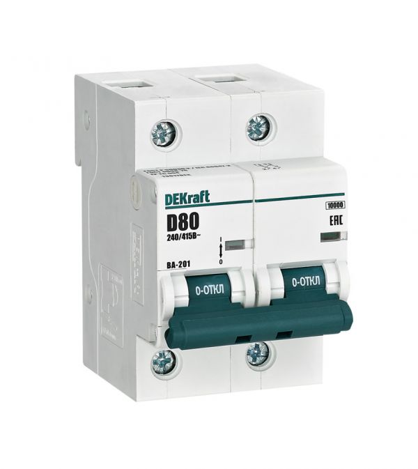 Выключатель автоматический двухполюсный 80А D ВА-201 10кА