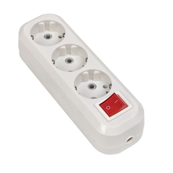 Колодка 3 гнезда с заземлением с выключателем 16А Эксперт