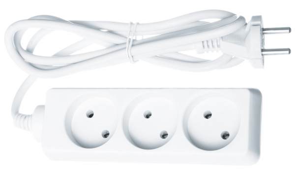 Удлинитель 61 308 NPE-S-03-150-X-2x1 без заземления 3 гнезда 1.5м 16А ПВС 2х1.00