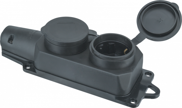 Колодка 61 371 NCA-BLR2-02-16A-E-IP44-BL 2гн с/з каучук черная