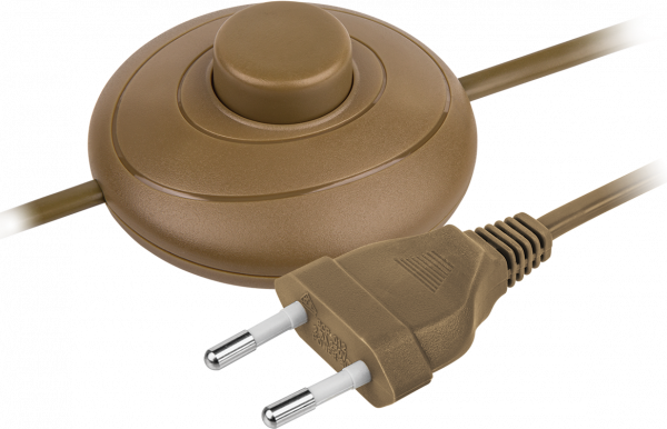 Шнур NPS-FS01-170-2x0.5-BR 1.7м с выключателем коричневый