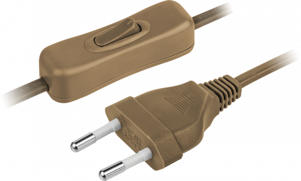 Шнур NPS-FS-170-2x0.5-BR 1.7м с выключателем коричневый