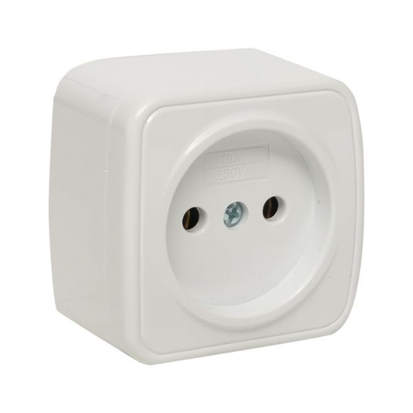 Розетка Минск одноместная ОП 10А без заземления белая