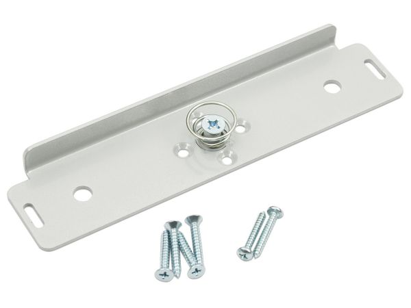 Монтажный комплект для установки якоря на двери с помощью переходной пластины, с возможностью регулировки положения на двери