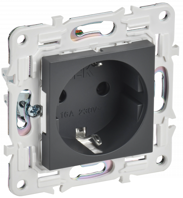 SKANDY Розетка с заземлением с защитными шторками 16А SK-R04T титан IEK