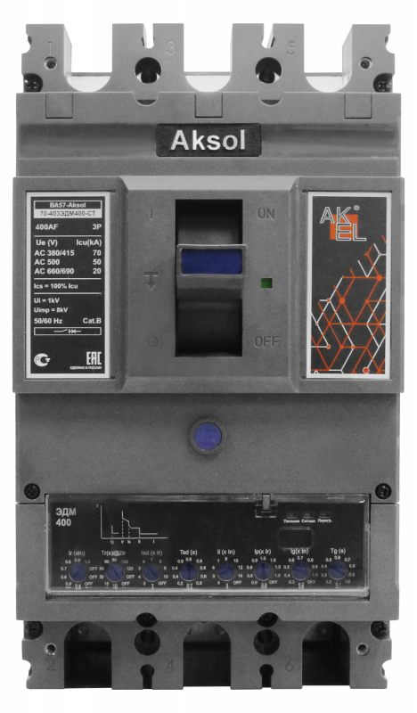 Выключатель автоматический в литом корпусе ВА57-AKSOL-70-403ЭДМ400-СТ 3P/400A/ЭДМ/70кА