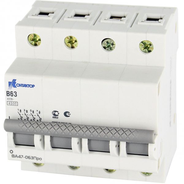 Выключатель автоматический четырехполюсный 40А С ВА47-063Про 4.5kA