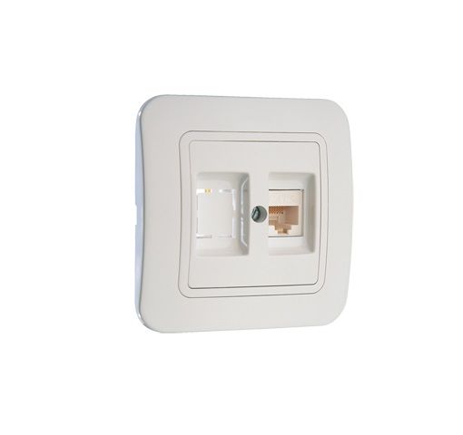 Lillium бел/бел розетка CAT5e + гнездо