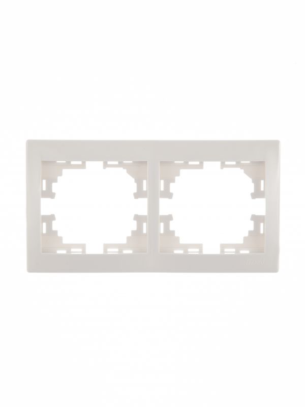 MIRA Рамка 2 поста горизонтальная белая без вставок