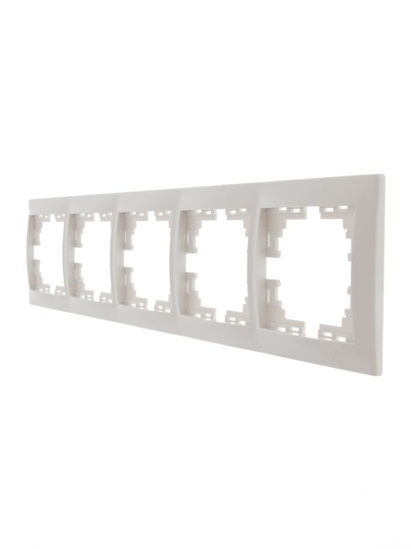 MIRA Рамка 5 постов горизонтальная белая без вставок
