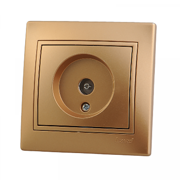 Мира Розетка ТВ проходная металлик золото с вставкой