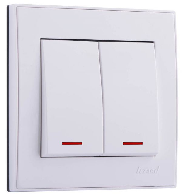 Выключатель RAIN двойной с подсветкой белый