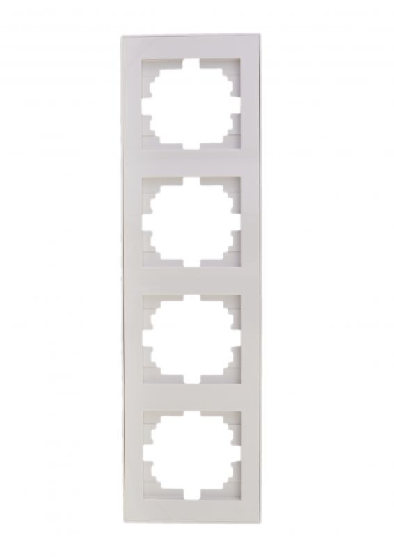 Рамка RAIN четверная вертикальная белая с боковой вставкой