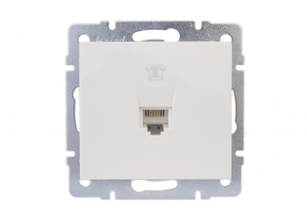 Розетка RAIN телефонная евро белая механизм