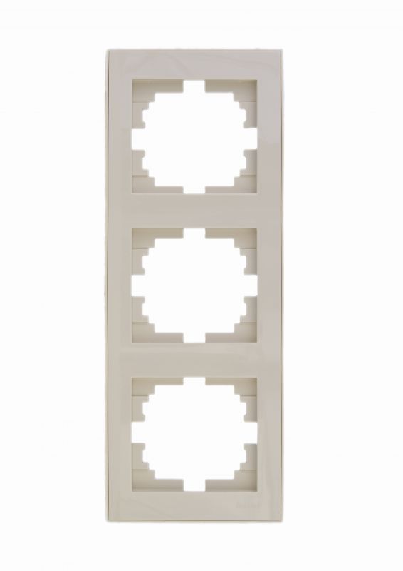 Рамка RAIN тройная вертикальная крем с боковой вставкой