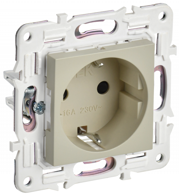 SKANDY Розетка с заземлением с защитными шторками 16А SK-R04B бежевый IEK