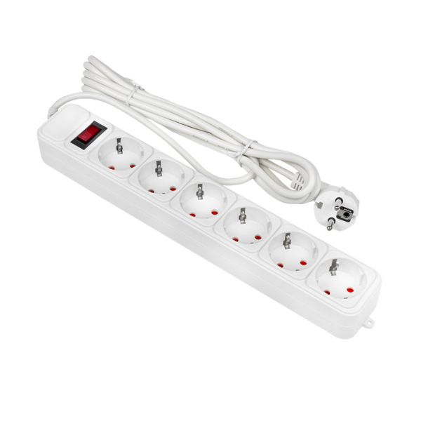 Фильтр сетевой 6x3м 10А/2.2 кВт с выключателем с заземлением ПВС 3х0.75 Блокбастер PROxima