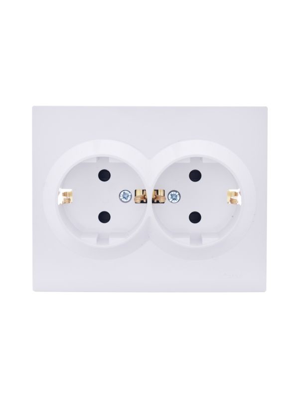 VESNA Розетка двойная с защитой от детей ПБТ белая
