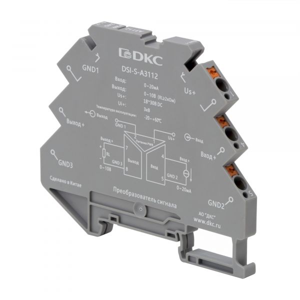 Преобразователь сигнала DSI, 6,2 мм 1 вход 0…20 мА, 1 выход 0…10 В