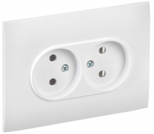 SKANDY Розетка 2-местная без заземления без защитных шторок 10А в сборе SK-R10W арктический белый IEK