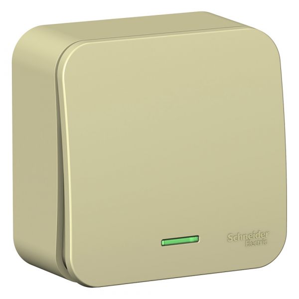 Переключатель BLANCA открытой установки одноклавишный (cх.6) с изолирующей пластиной и подсветкой, 10А, 250B, бежевый