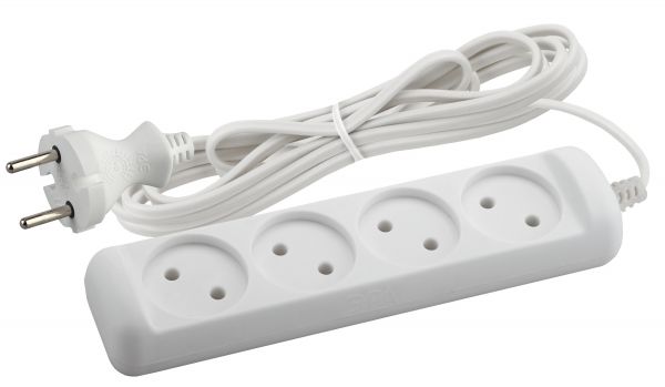 Удлинитель электрический без заземления 4 розетки 3м ШВВП 2x0,75мм2 6А UX-4-3m