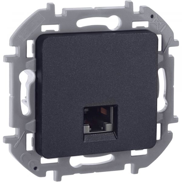 Розетка компьютерная RJ45 категория 6 UTP антрацит INSPIRIA