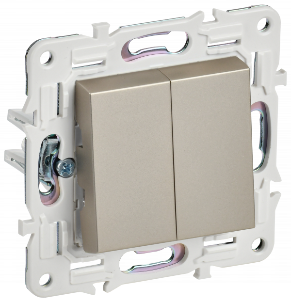 SKANDY Выключатель 2-клавишный проходной 10А SK-V05Sh шампань IEK