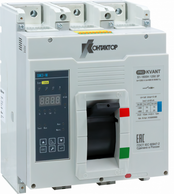 Выключатель автоматический PRO.KVANT S1-1600S 3P 1250A 50 kA